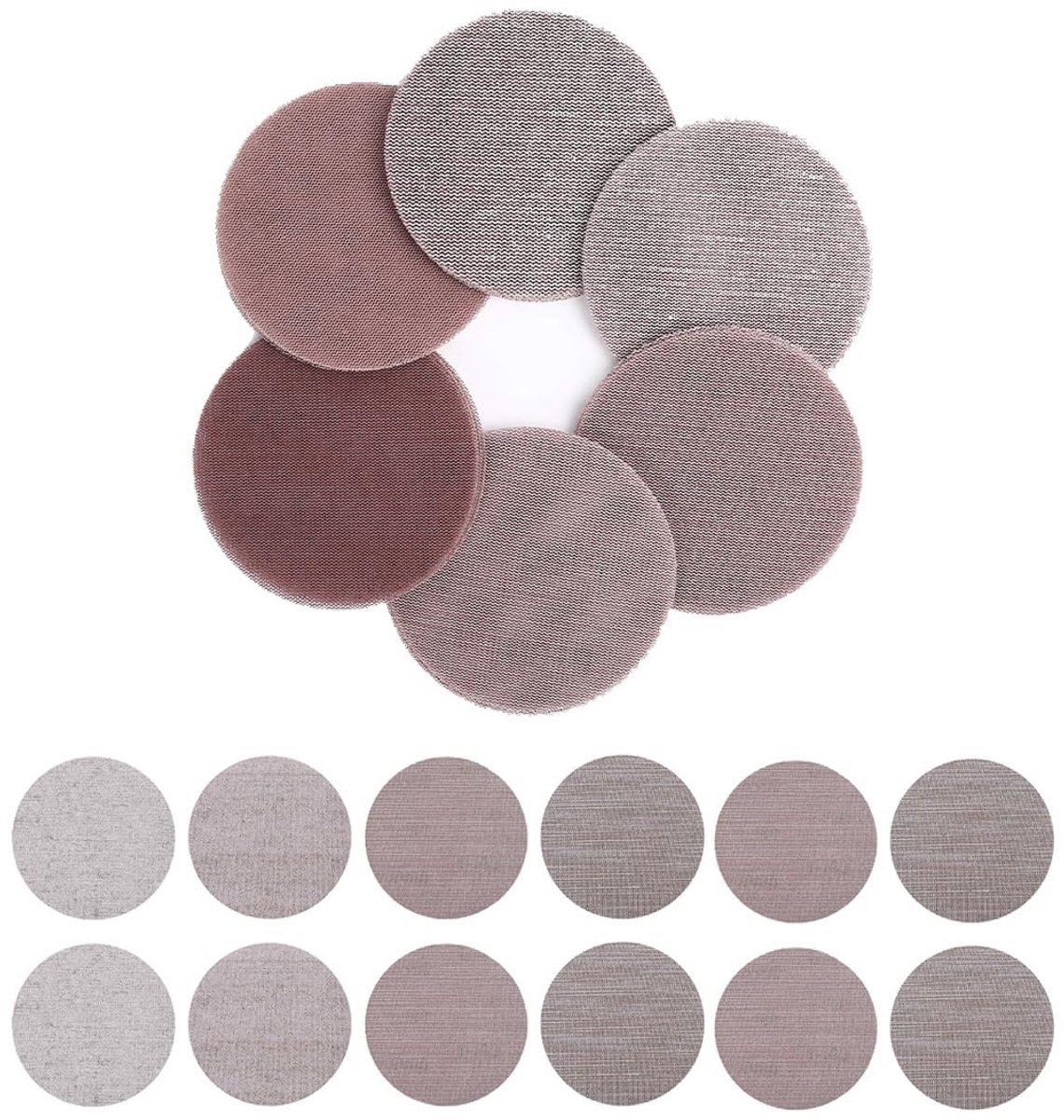 SnelShoppen - Schuurdiscs 125 mm Set van 3 Stuks met 6 Korrelgroottes 80/120/150/180/240/400 voor Hout, Metaal, Kunststof, Voor Orbitalen Schuurmachin