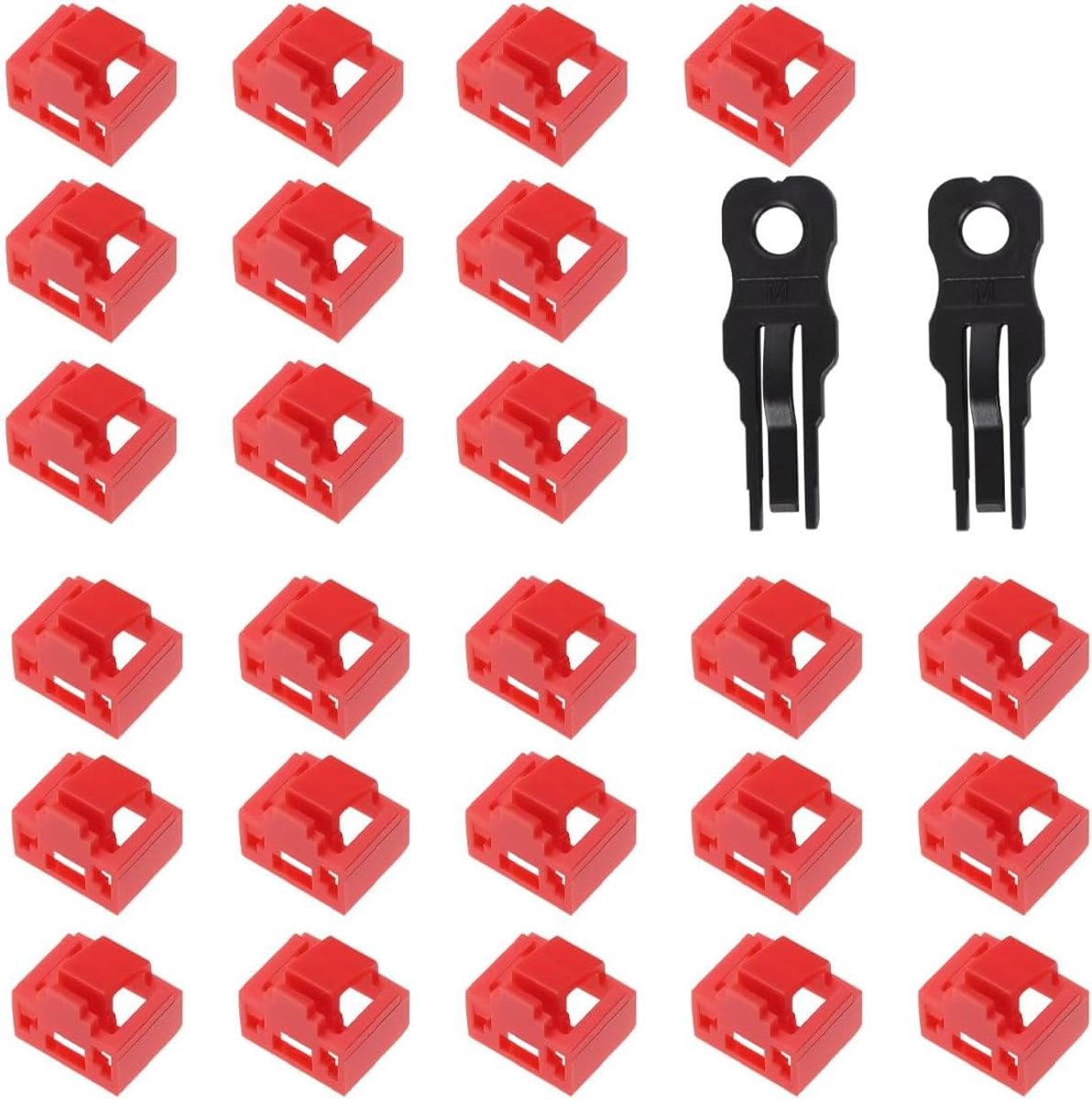 RJ45 port lock 25pcs - rood - met stofkap - voor netwerkbeveiliging - ShopVlot