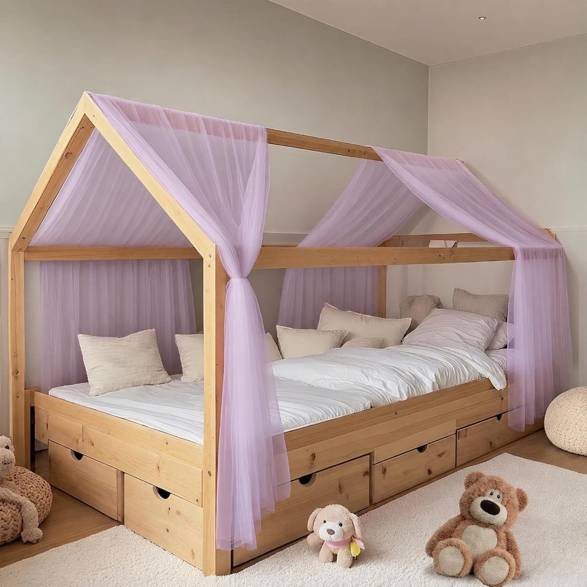 2-delig, dekbed voor huisbeddecoratie, dekbed, woondecoratie voor jongens en meisjes (lila, set van 2, 67 x 270 cm)