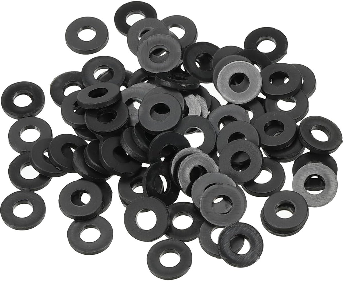 Platte sluitring, 150 stuks 3 mm ID 7 mm OD 1 mm dikke afdichtingsring voor kraan, waterslang, bevestiging, bout, zwart
