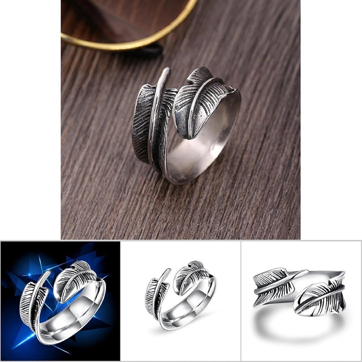 Vingerring, Stalen Openingsring, Veervormige Herenmode, Vingersieraden (8#)