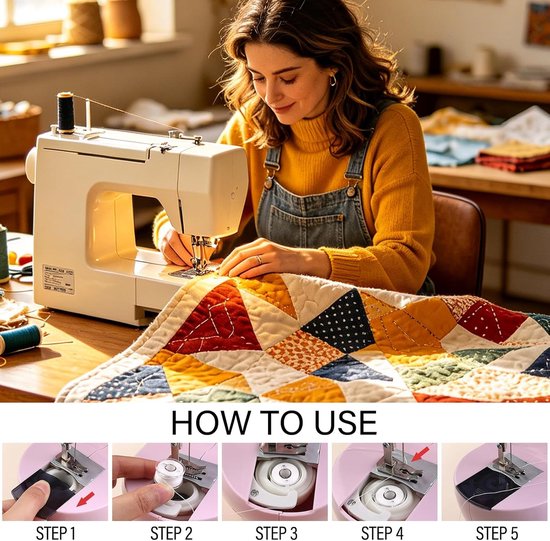 3-in-1 draadset met opbergdoos, polyester, 9 levendige kleuren, zwart en wit, universele standaardmaat, voor thuisnaaimachines — afbeelding 5