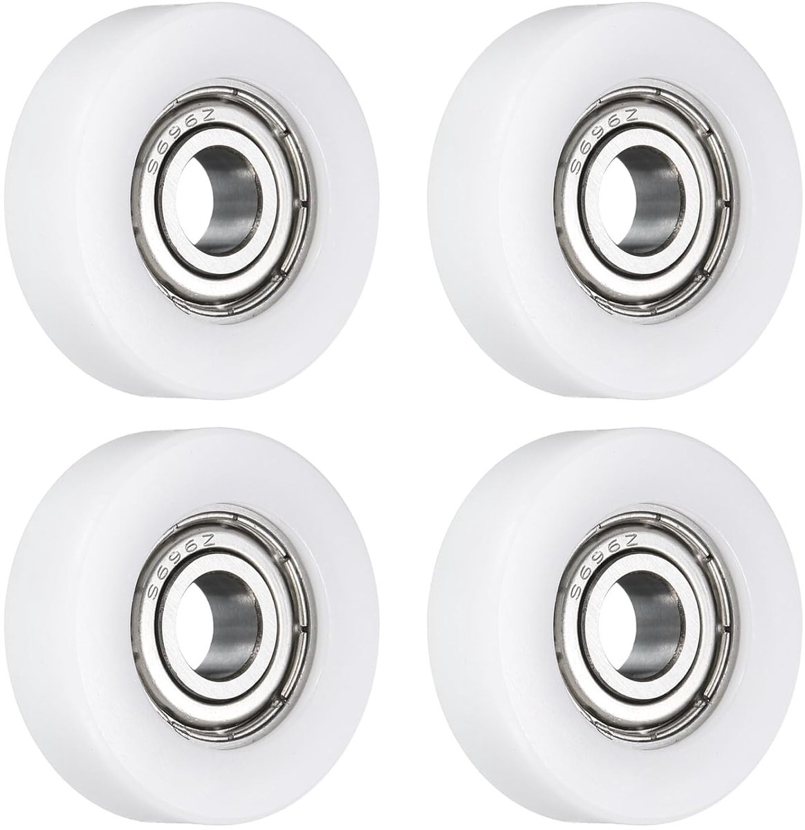 4 stuks wiel-Idler-lagerrol, 6 x 23 x 7 mm, transportwiel-platte rol met 696ZZ-lagers voor meubel-hardware-accessoires (wit)