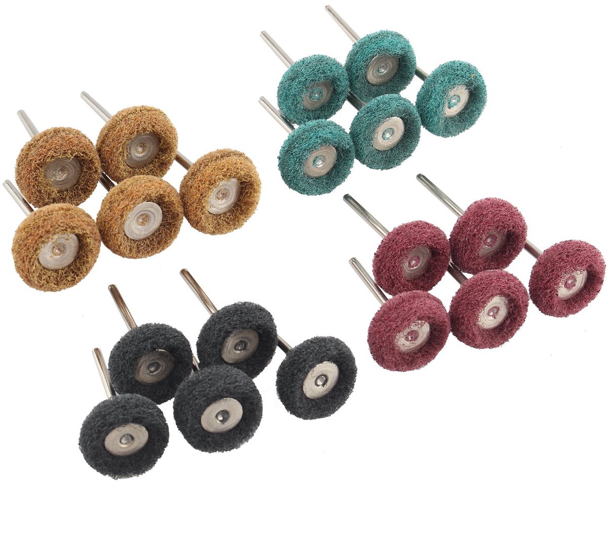 20 stks Rvs Grit Afwerking Schurende Polijsten Compound Buffing Wielen Set Cup Pen Draad Borstel 3mm Schacht Compatibel Roterende Tool, 80, 150, 240, 300 Grit (5 stks van Elke Grit)