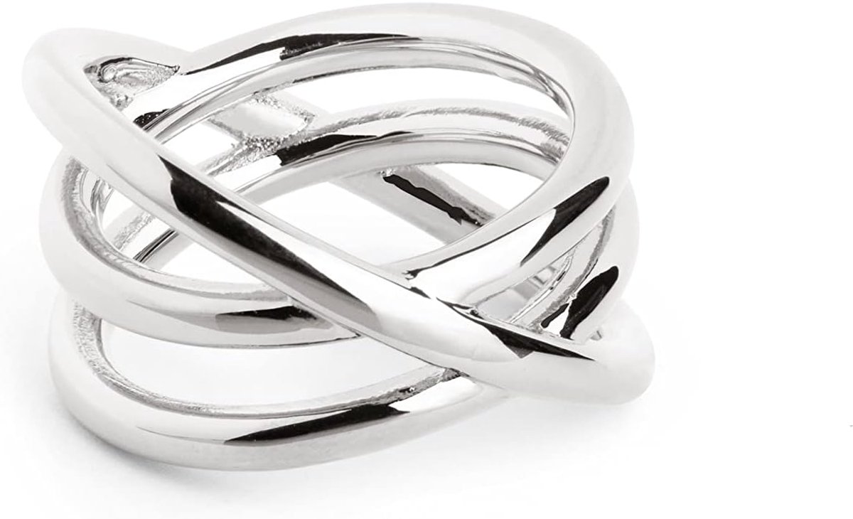 - Trinity Ring - Solid Ring - Messing Ring met Rhodium Plated Finish - Damessieraden - Gemaakt in Spanje - Verschillende afwerkingen en maten