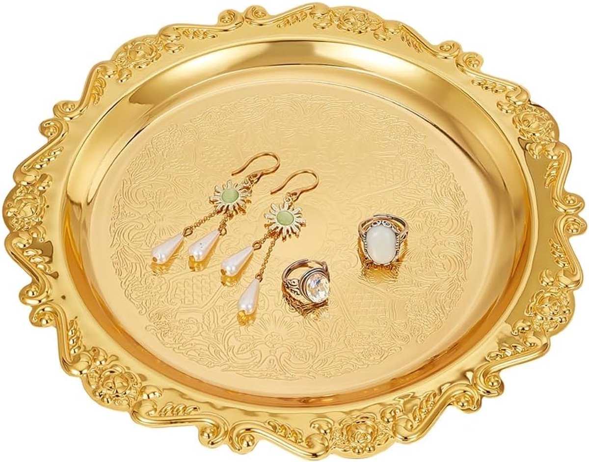 PandaHall 9.8 inch Gouden Lade Sieraden Display Lade Vintage Trays Kaars Trays Dispenser voor Bruiloft Party Cosmetica Parfum Sieraden Kaars Organizer Ringen Armbanden Oorbellen Display