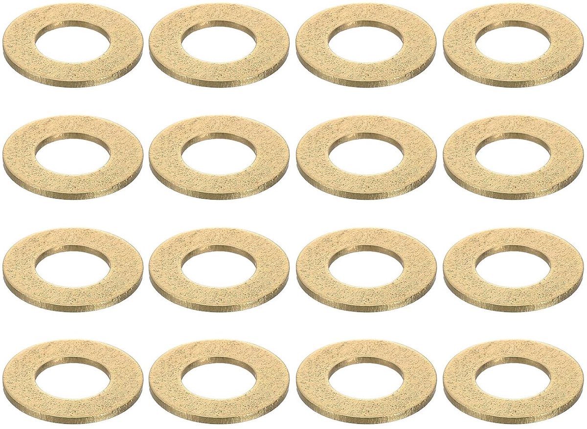 Platte afdichtingen, M8 x 16 x 1,2 mm messing sluitringen, afdichtringen voor schroeven, bouten, machinereparatie, buitenbouw