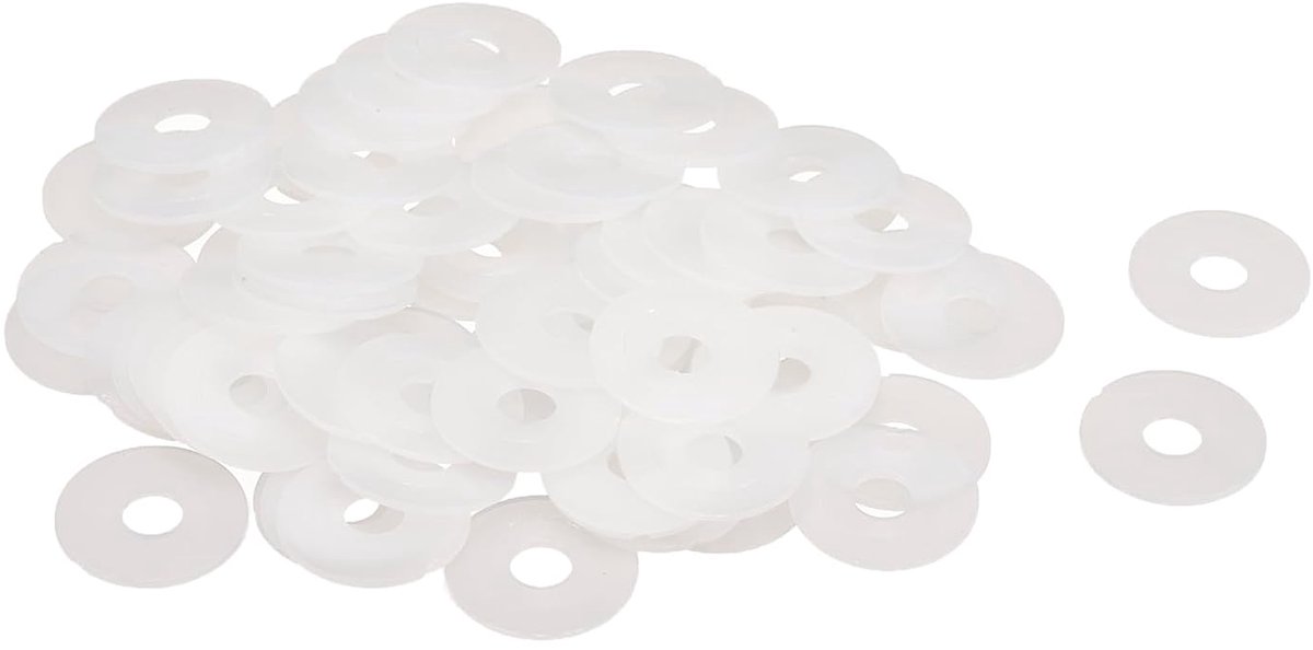 Platte afdichtingen, 6 mm ID 20 mm OD 1 mm dik, sluitringen, kunststof afdichting, bevestigingsmiddel, afdichtring, wit