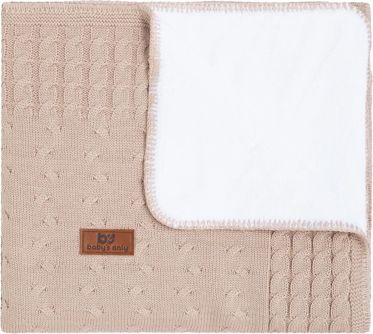 Babydeken - Gebreide ledikantdeken - Beige teddy - Ideaal voor de gevoelige huid - SnelShoppen