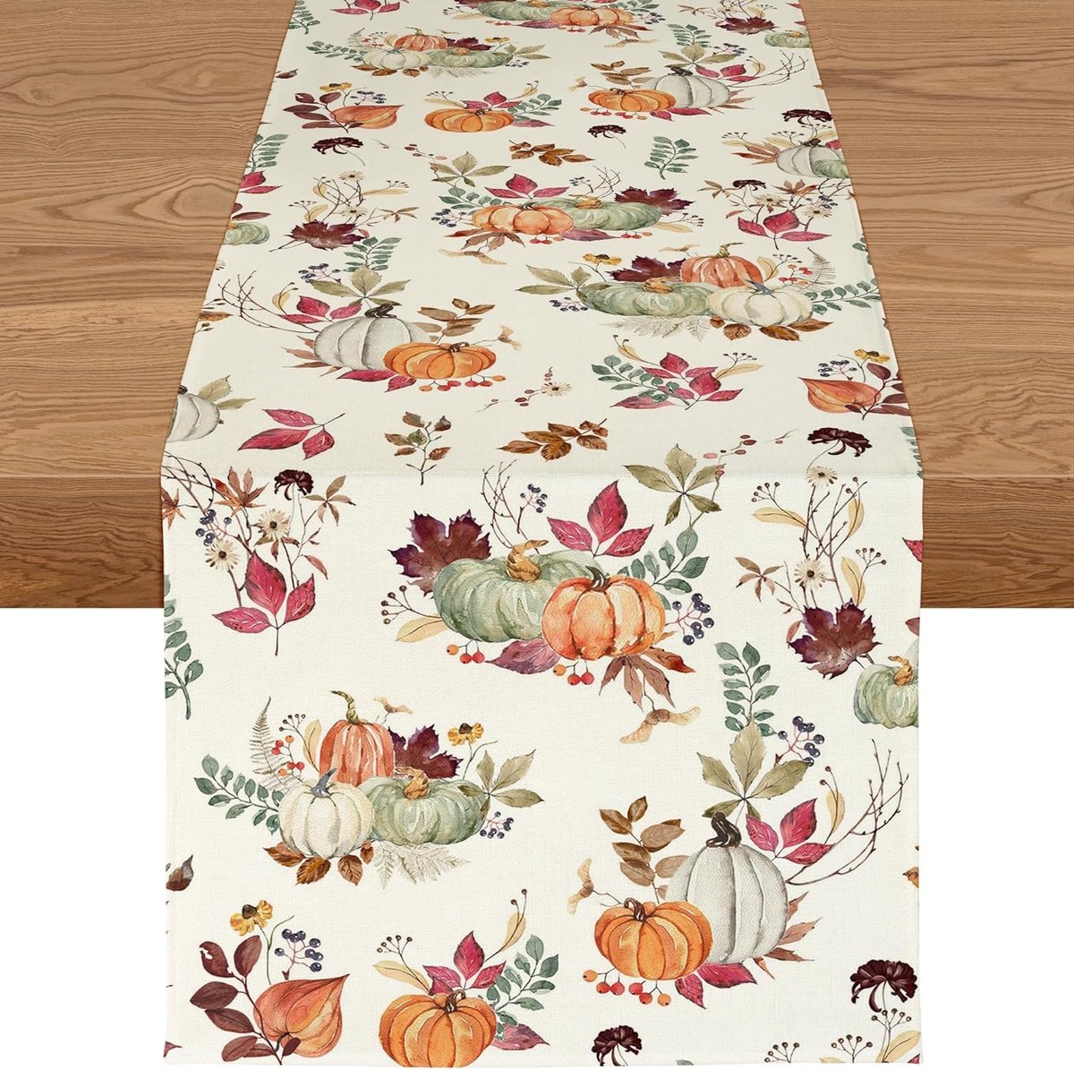 Tafelloper voor de herfst, 40 x 180 cm, wasbaar en modern, met blader- en pompoenmotief, herfstdecoratie, tafelkleed voor keuken, eettafel, binnen en buiten