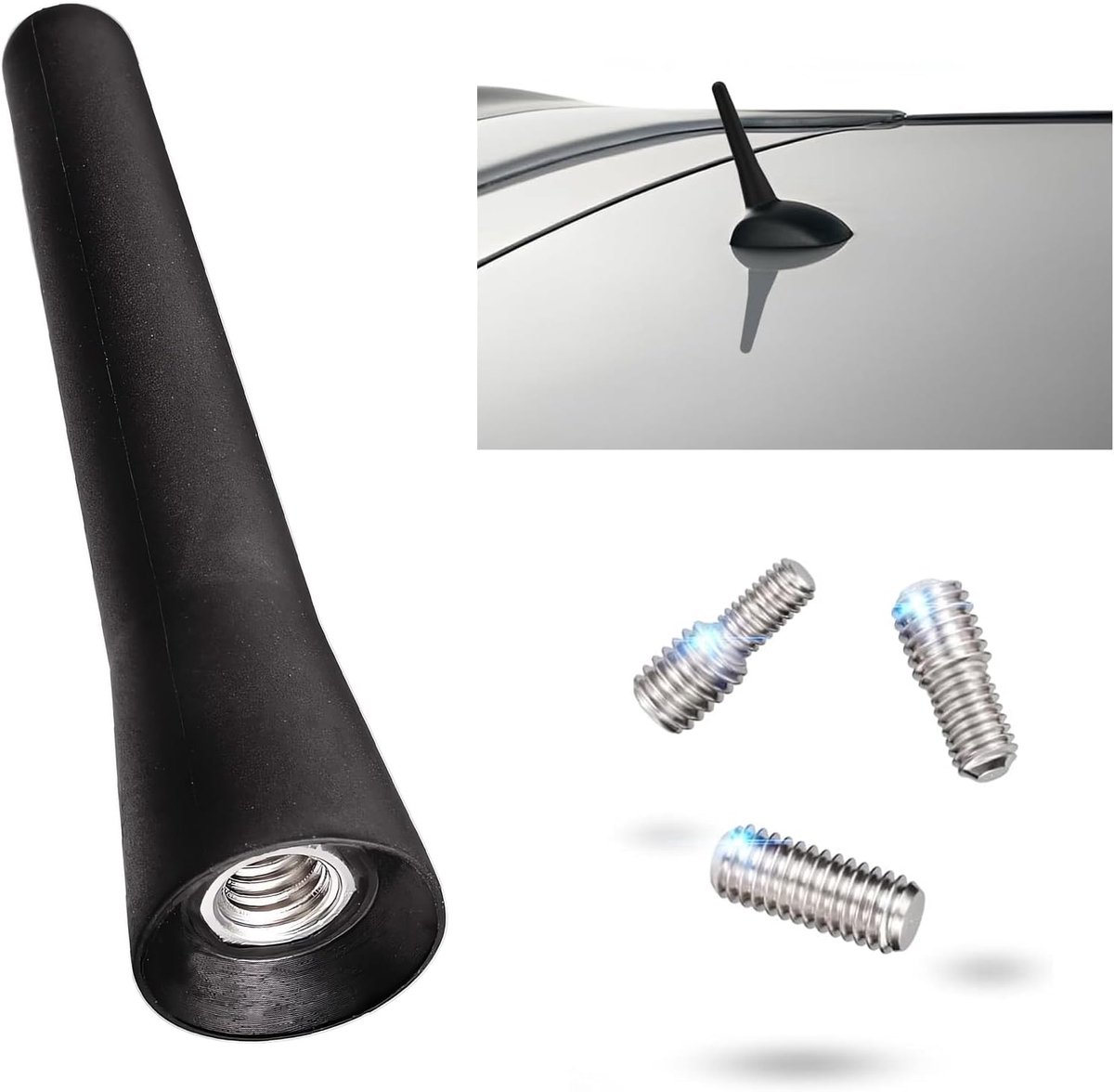 Auto antenne 6.5 cm - universele draad - met 3 schroeven - verbeterde FM/AM ontvangst - ShopVlot