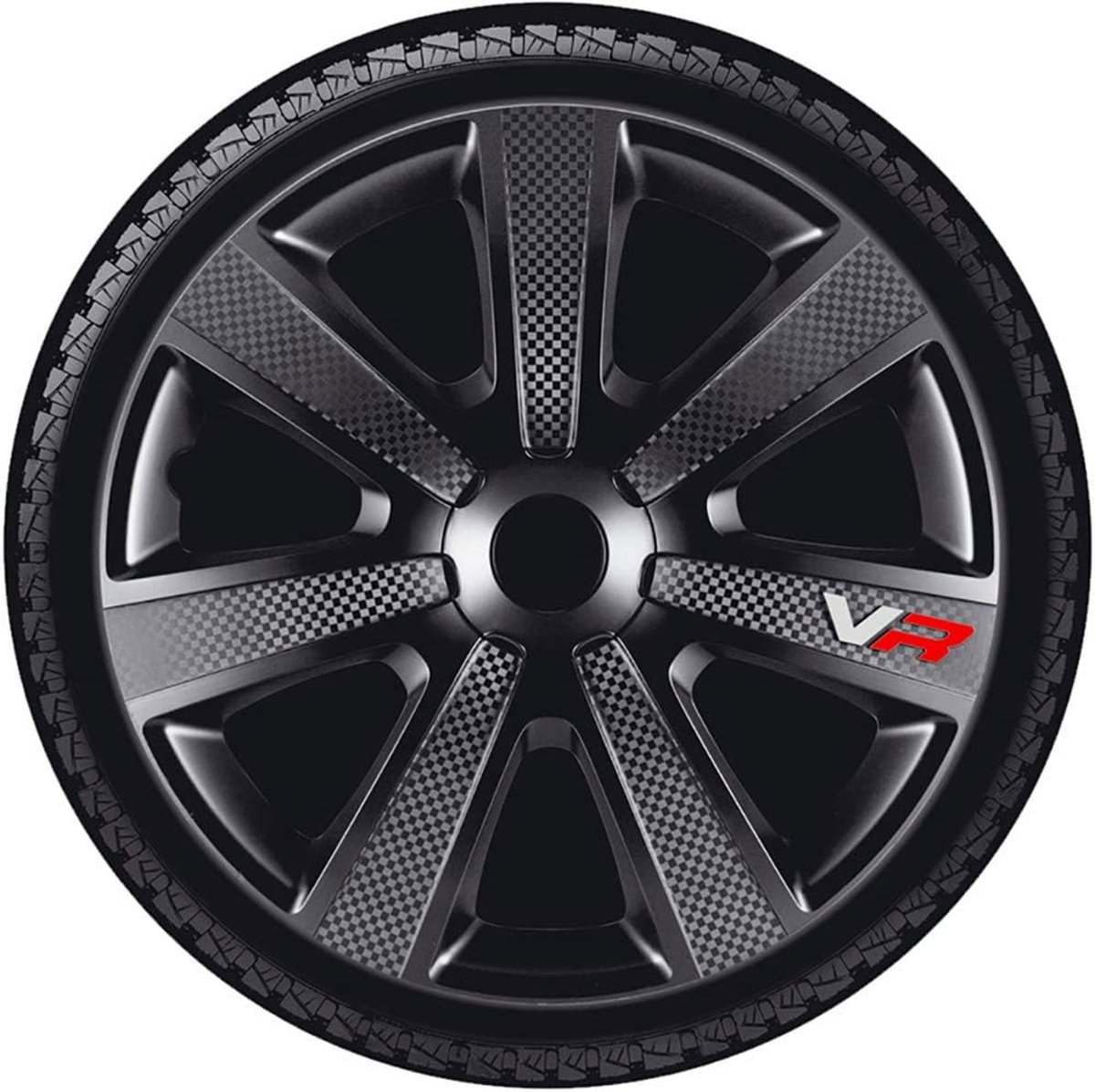 SnelShoppen - 4-Delige Wieltrim Set 15 Inch - Zwart/Carbon Look - ABS Kunststof - Universele Auto-accessoires - Eenvoudige Installatie