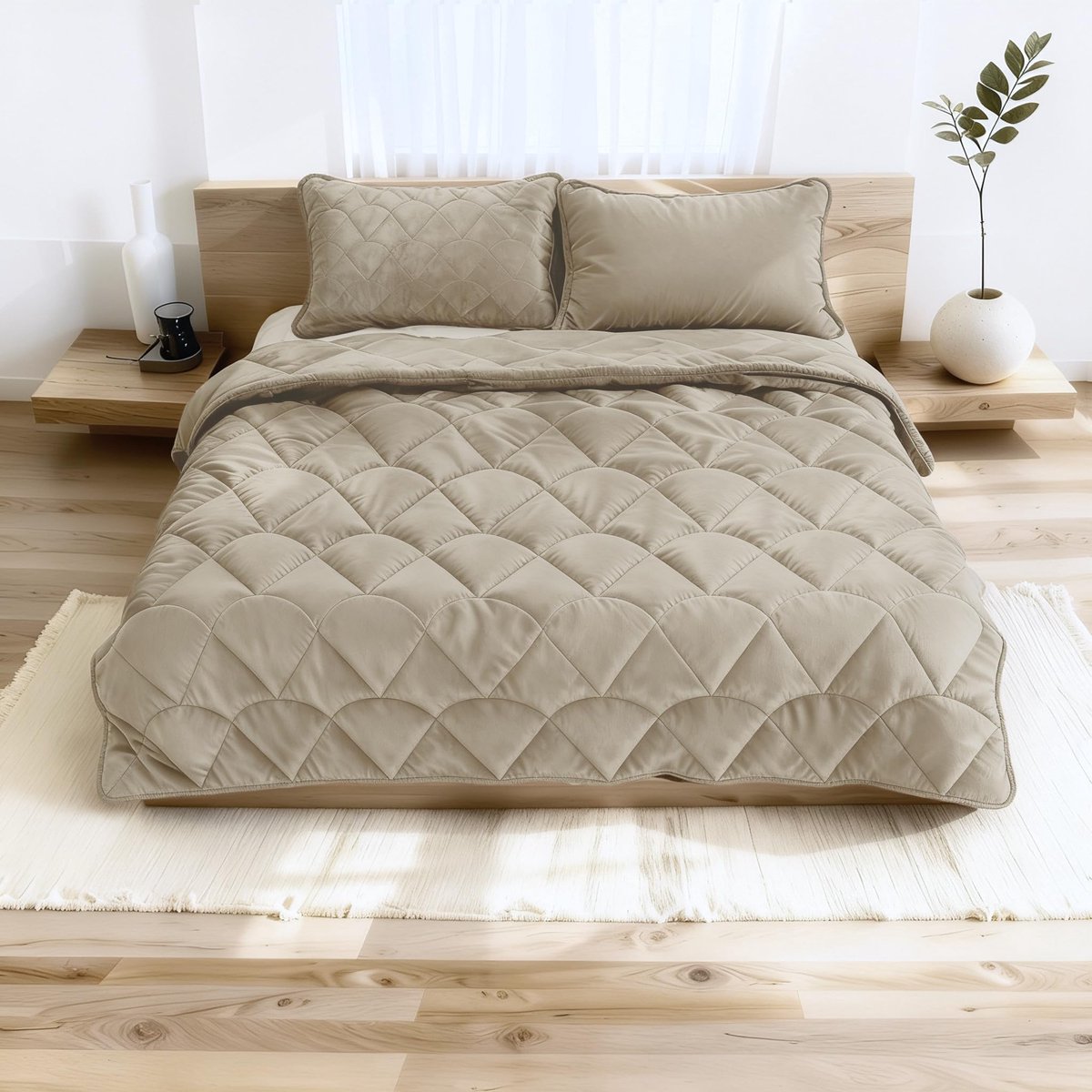 Dekbed zonder Overtrek 240 x 200 - Superzacht Velvet - Taupe/Grijs - Wasbaar & Drogergeschikt - ShopVlot