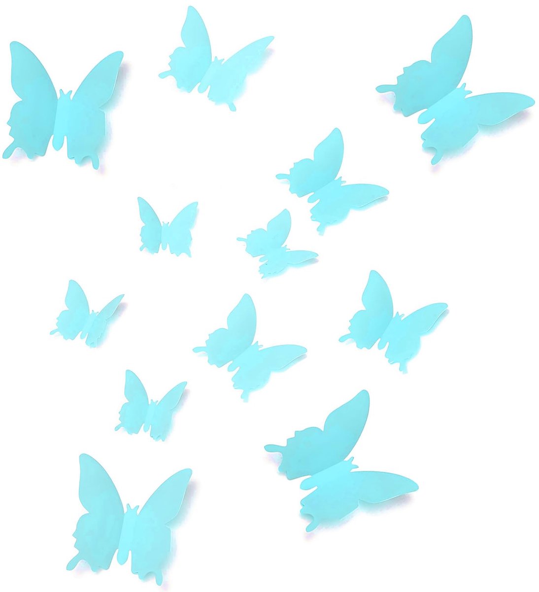 Muurstickers vlinders 24 stuks - lichtblauw - 3 maten - herbruikbare wanddecoratie voor baby- en meisjeskamer - ShopVlot