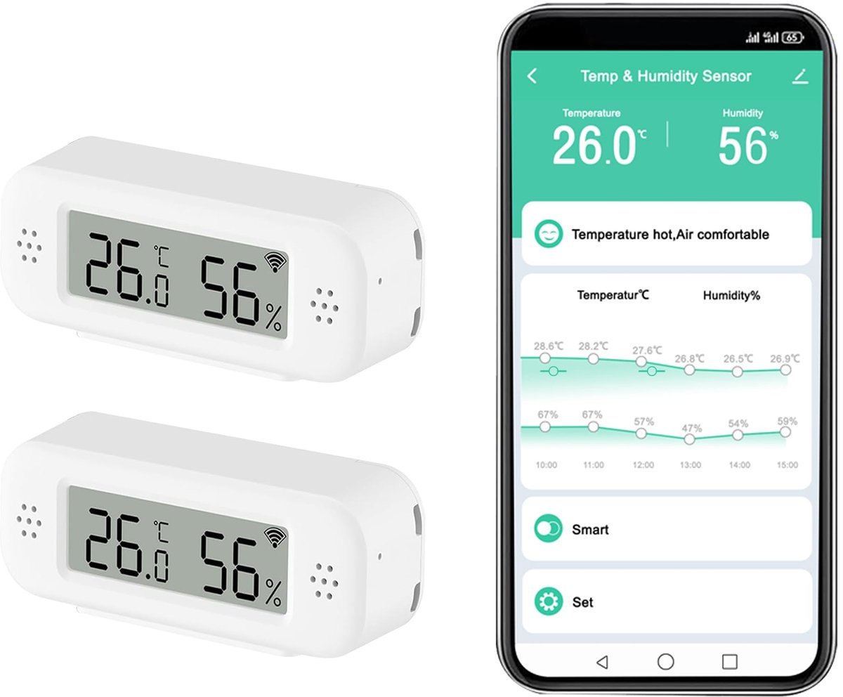 WLAN-hygrometer binnen - intelligente temperatuur- en vochtigheidssensor - app-monitor - ShopVlot