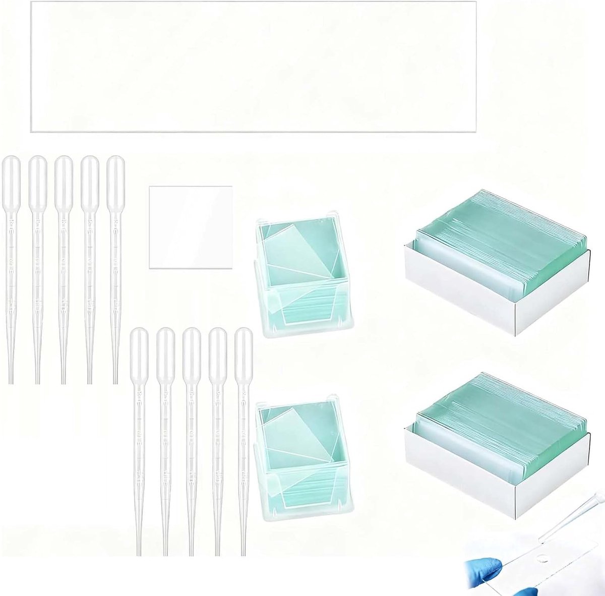 Microscoopglazen set 100 stuks - 76,2x25,4mm - hoge transparantie - ideaal voor biologie en onderzoek - ShopVlot