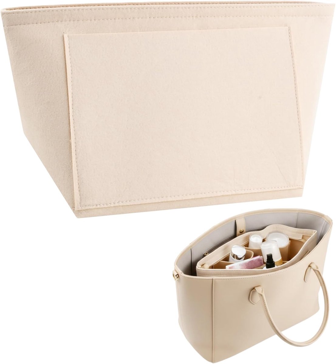 Tasorganizer met meerdere vakken - beige - opvouwbaar - houdt je tas netjes - ShopVlot