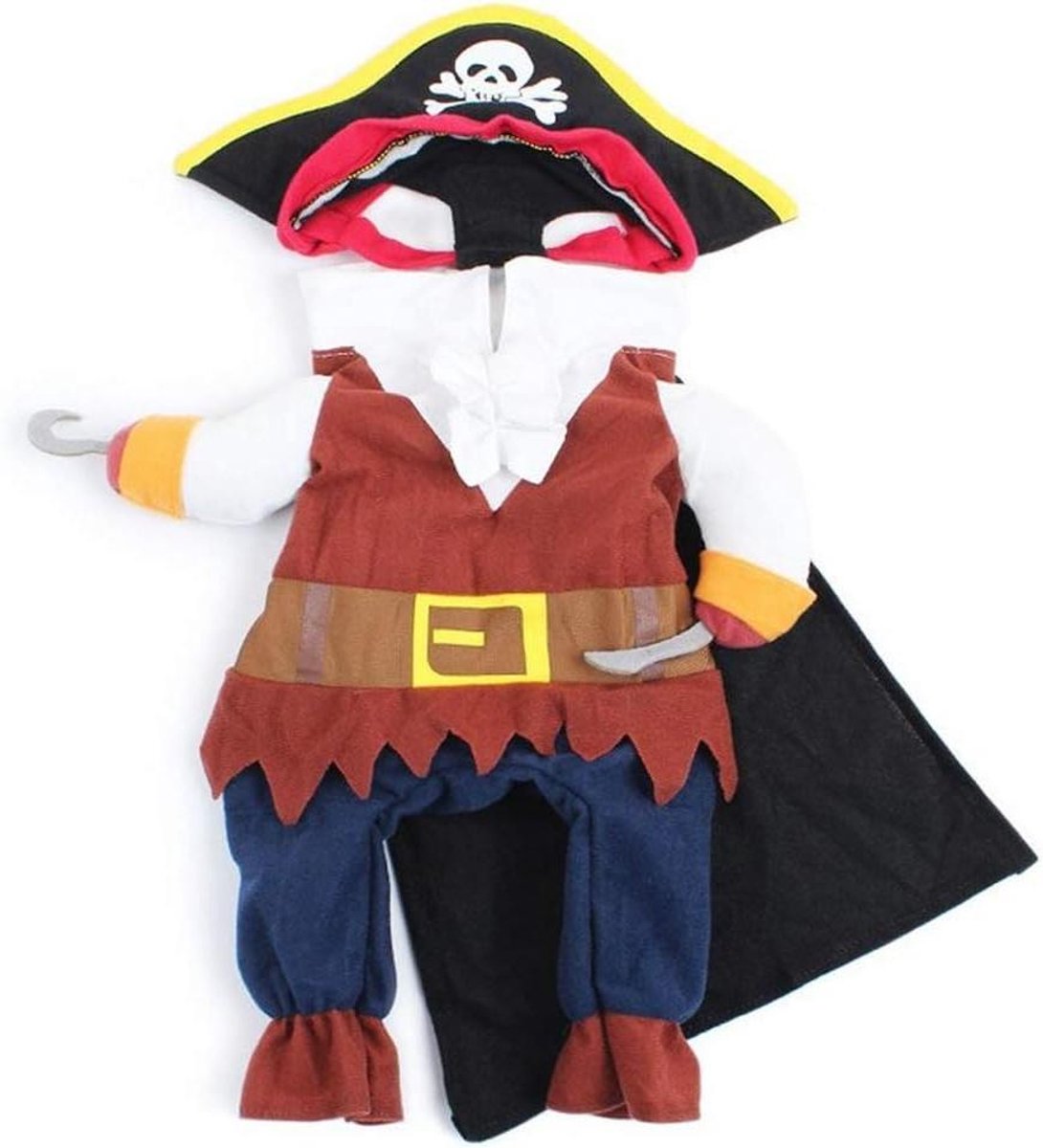 Huisdier Halloween Kostuum - Honden Katten Kleding - Feestelijke Verkleedpartij - Uniek Piraten Design - Maat S - Zwart