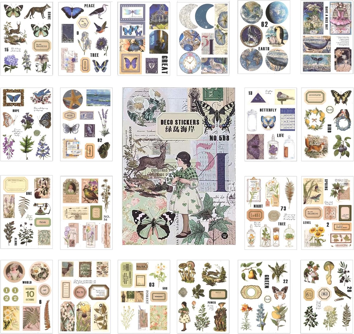 SnelShoppen - Scrapbooking Stickers Set van 20, Decoratieve Journal Stickers, Zelfklevende Accessoires voor DIY Scrapbook, Notitieboek, Fotoalbum, Dag