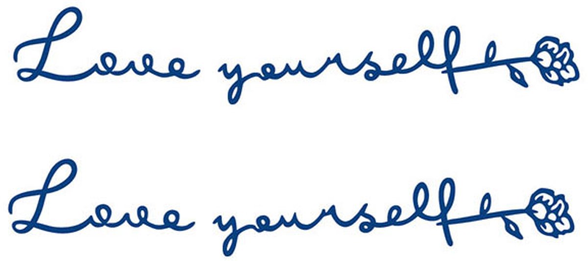 Tijdelijke tattoo Love Yourself Rose Script 2 weken