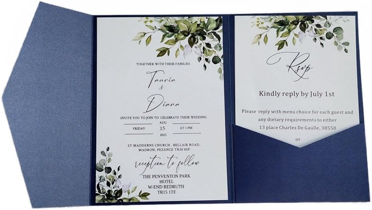 Uitnodigingszakken blauw 5x7 - 25 stuks - stevig papier - perfect voor bruiloften - ShopVlot