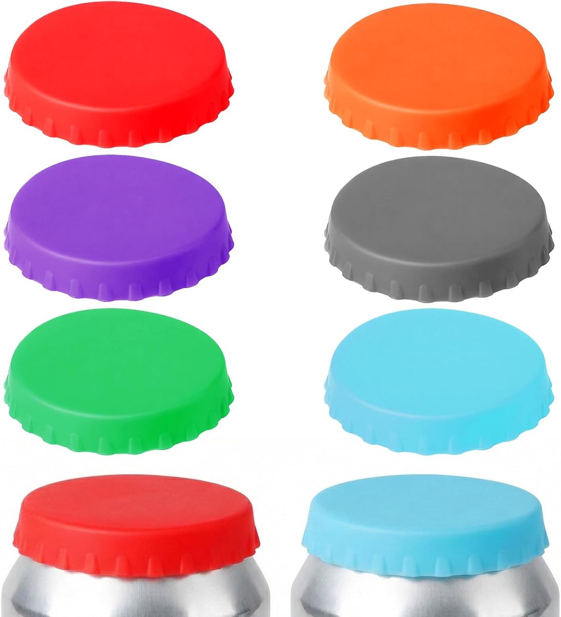 Herbruikbare siliconen deksels voor blikken - 6 stuks - hoogwaardig silicone - houdt frisheid vast - ShopVlot