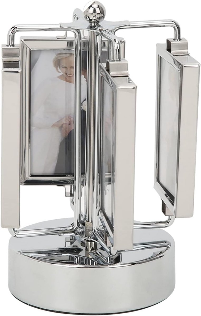 Rotating Photo Frame 9 x 16 cm - Elegante metalen carrousel - 360° rotatie met muziekdoos - Perfect voor thuisdecoratie - ShopVlot