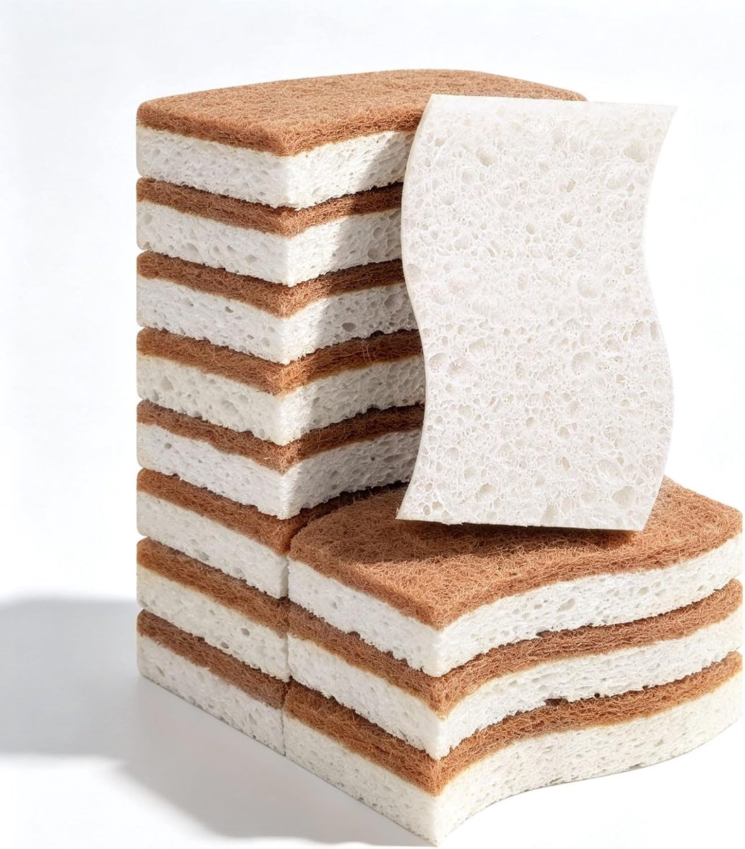 Vaatsponzen 12 stuks - Natuurlijk, herbruikbaar - Sisal en cellulose - Krasbestendig - ShopVlot