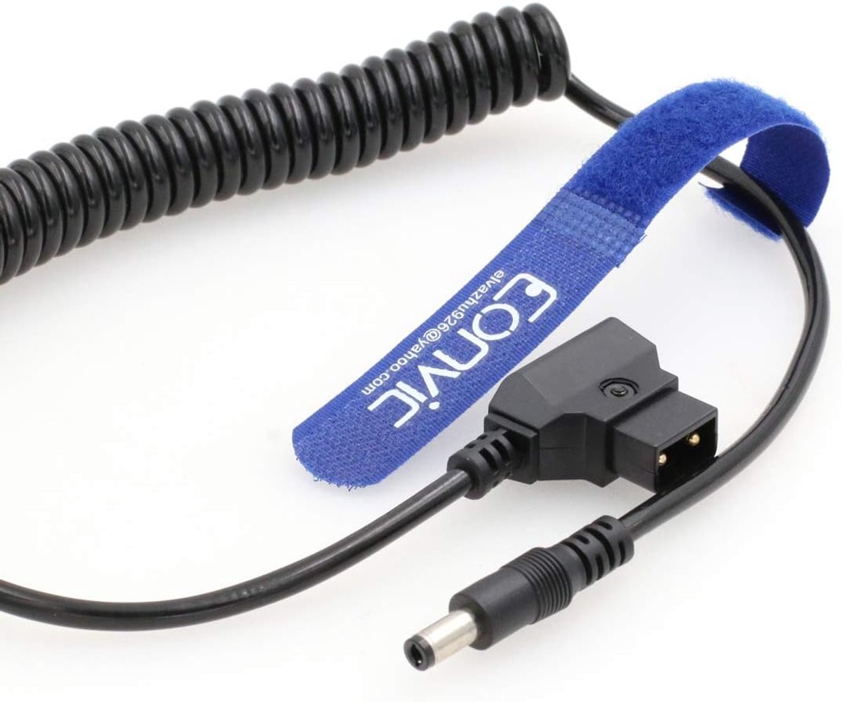 D-Tap Male naar DC 5.5x2.5mm Coiled Kabel - V-Mount Anton Batterij - 1 Meter Lengte - Ideaal voor DSLR Rig - ShopVlot
