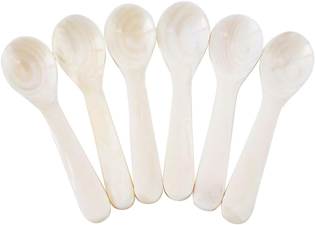 Caviarlepel 9 cm - Moeder van Parel - 6 stuks - Ideaal voor het serveren van caviar - ShopVlot