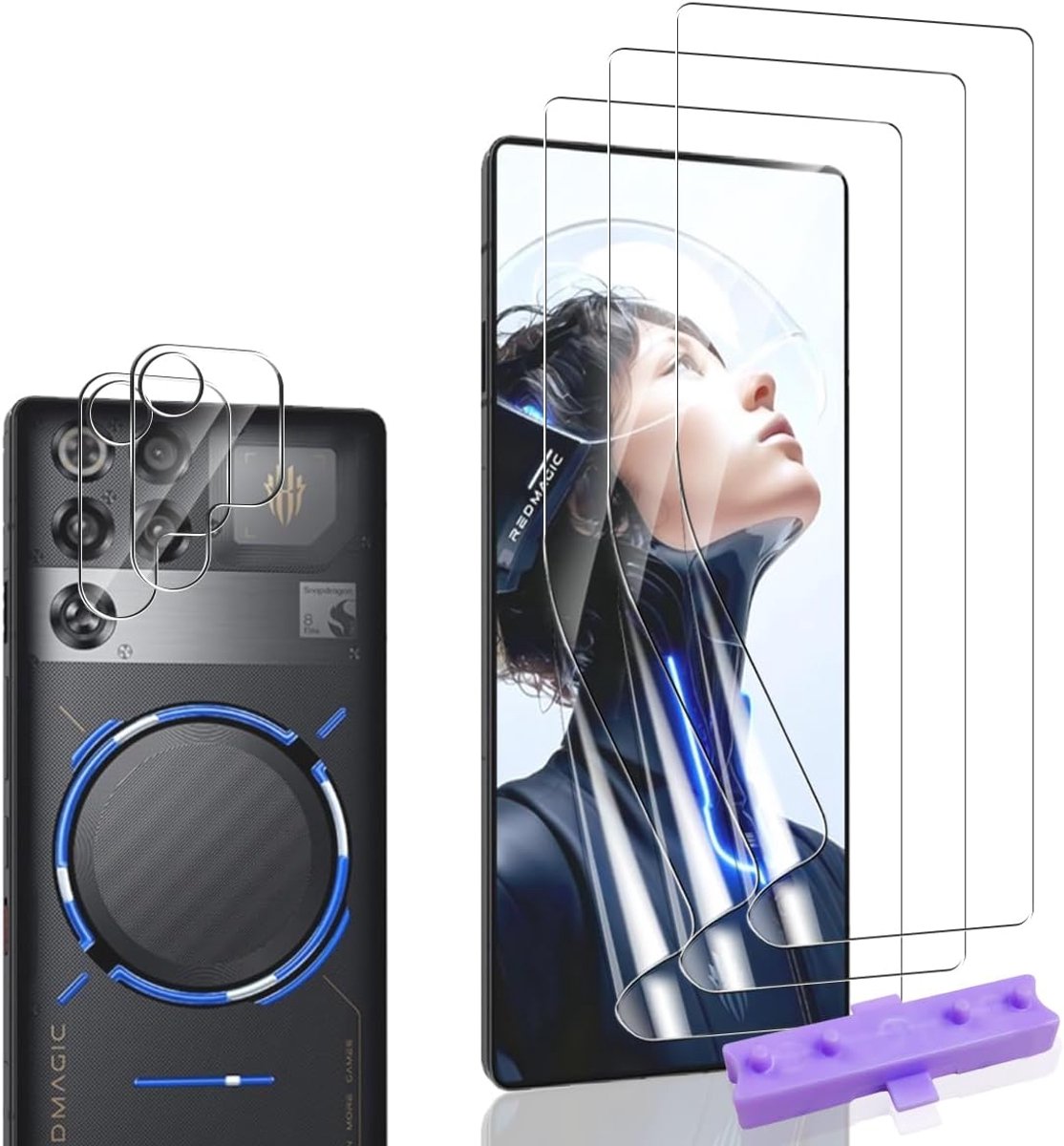 Screen protector voor Nubia Red Magic 11 Pro/11 Pro+ - Soft TPU film 3 stuks - Tempered glass camera bescherming - ShopVlot