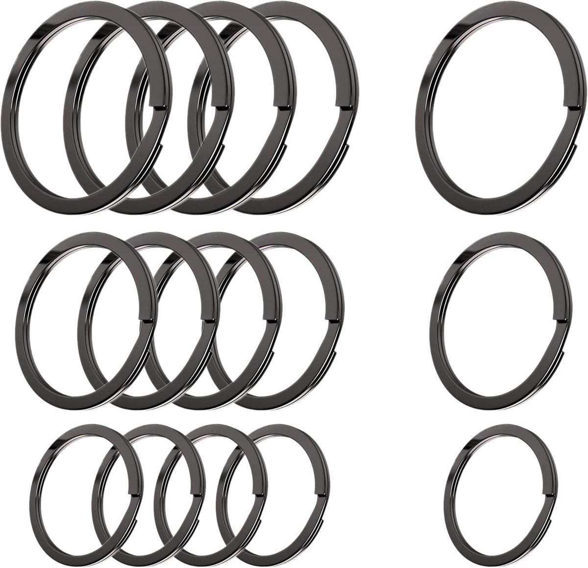 Sleutelhangers set 5 x 30mm, 5 x 25mm, 5 x 20mm - gehard staal - duurzaam en stevig - ideaal voor sleutelorganisatie - ShopVlot