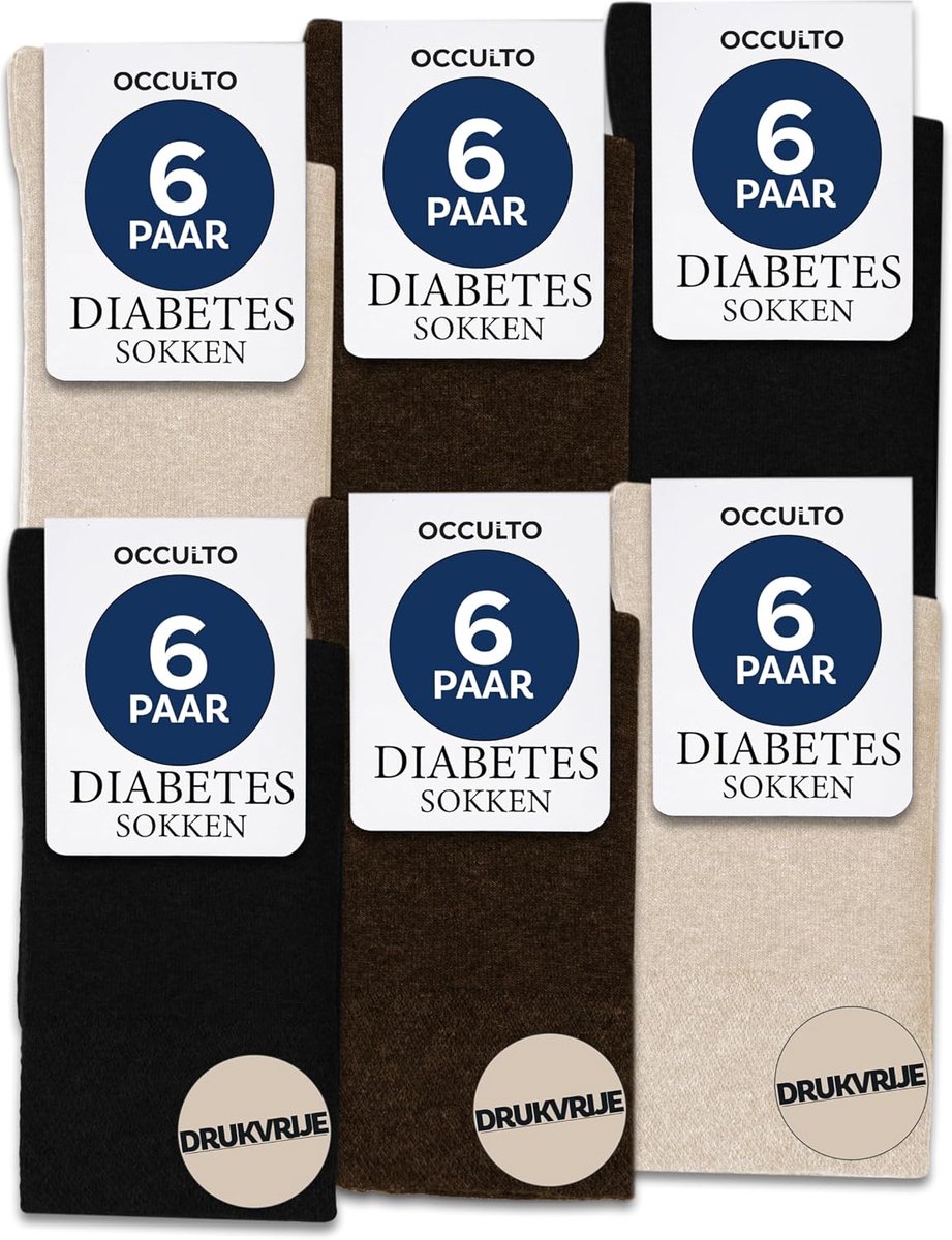 Diabetessokken voor mannen en vrouwen - pack van 6 - Model Oliver - comfortabel en ademend - SnelShoppen