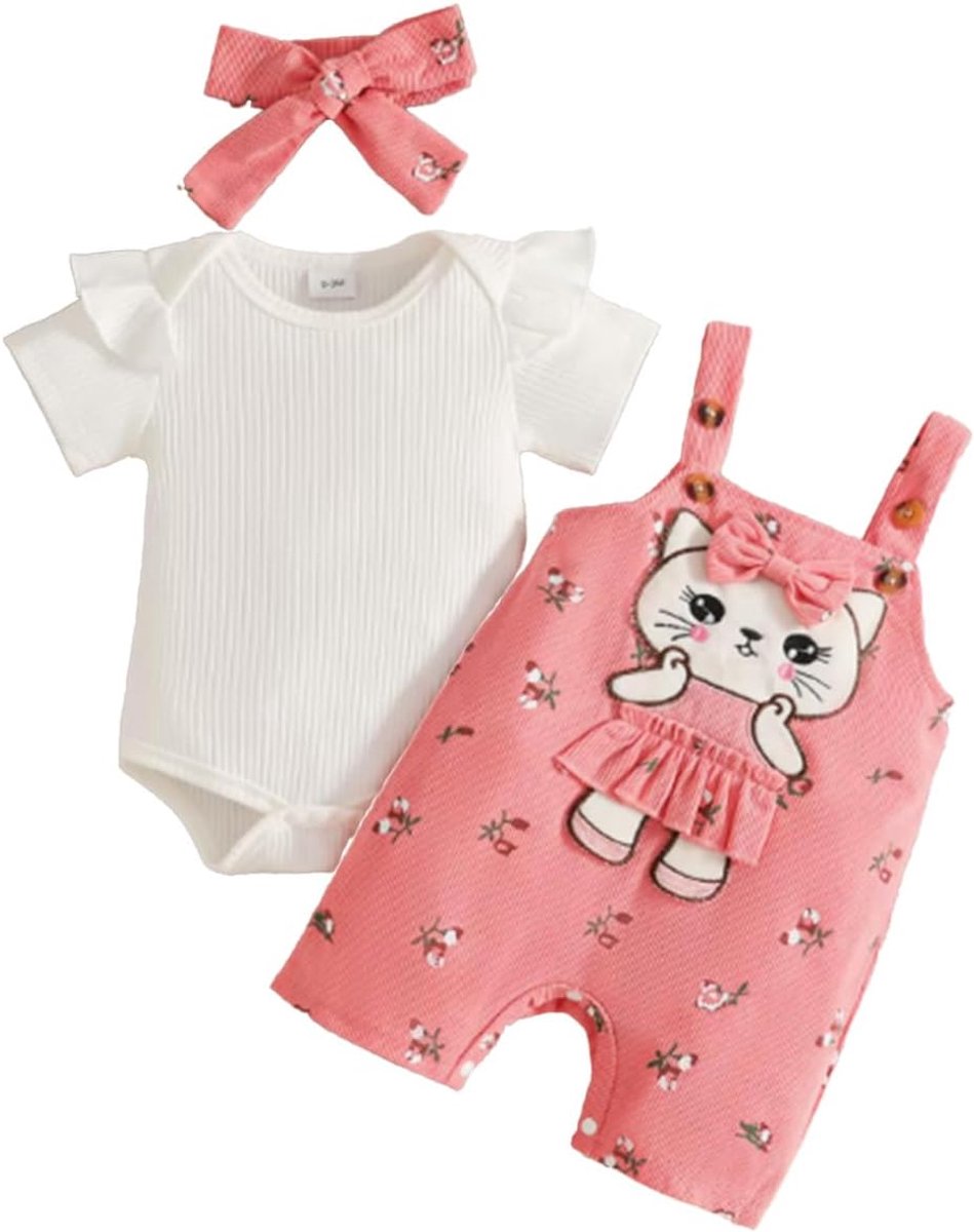 Baby meisjes kleding bloemen tops body beren dungarees verstelbare overalls set - schattig en comfortabel