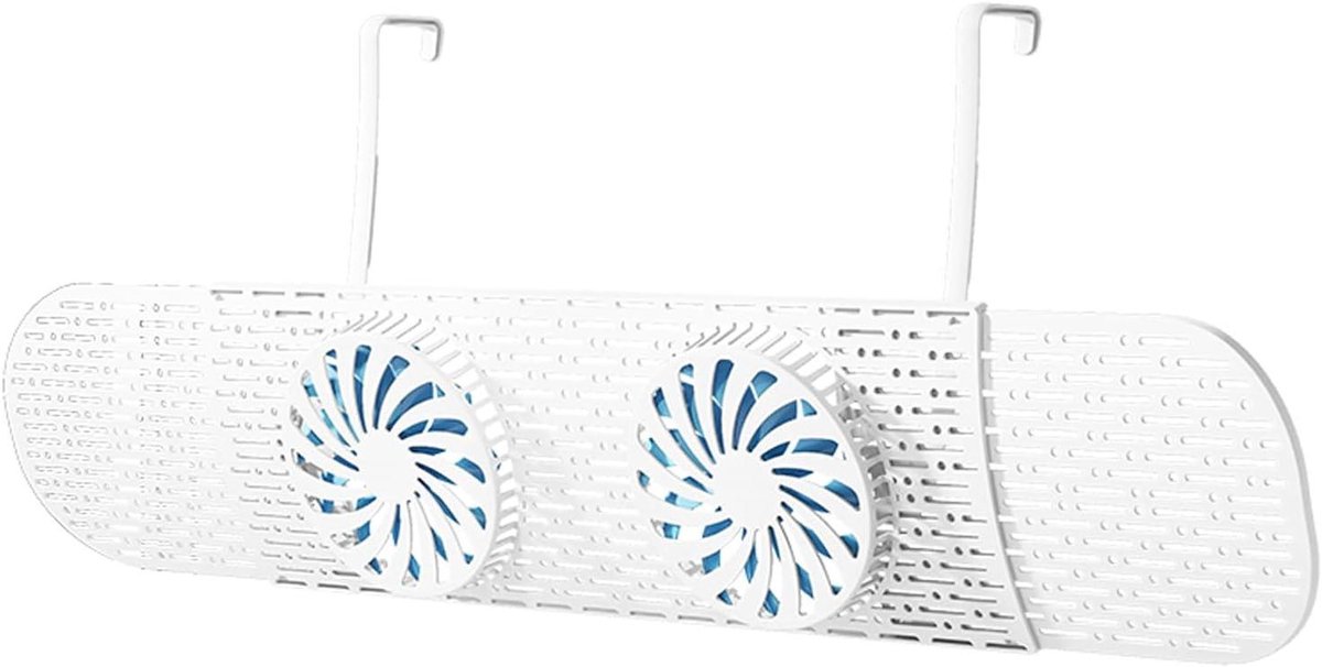 Universele Windgeleider - Airco Windscherm - Comfort Vergroten - Verstelbaar met Ventilatoren - Uittrekbaar tot 86 cm - Wit