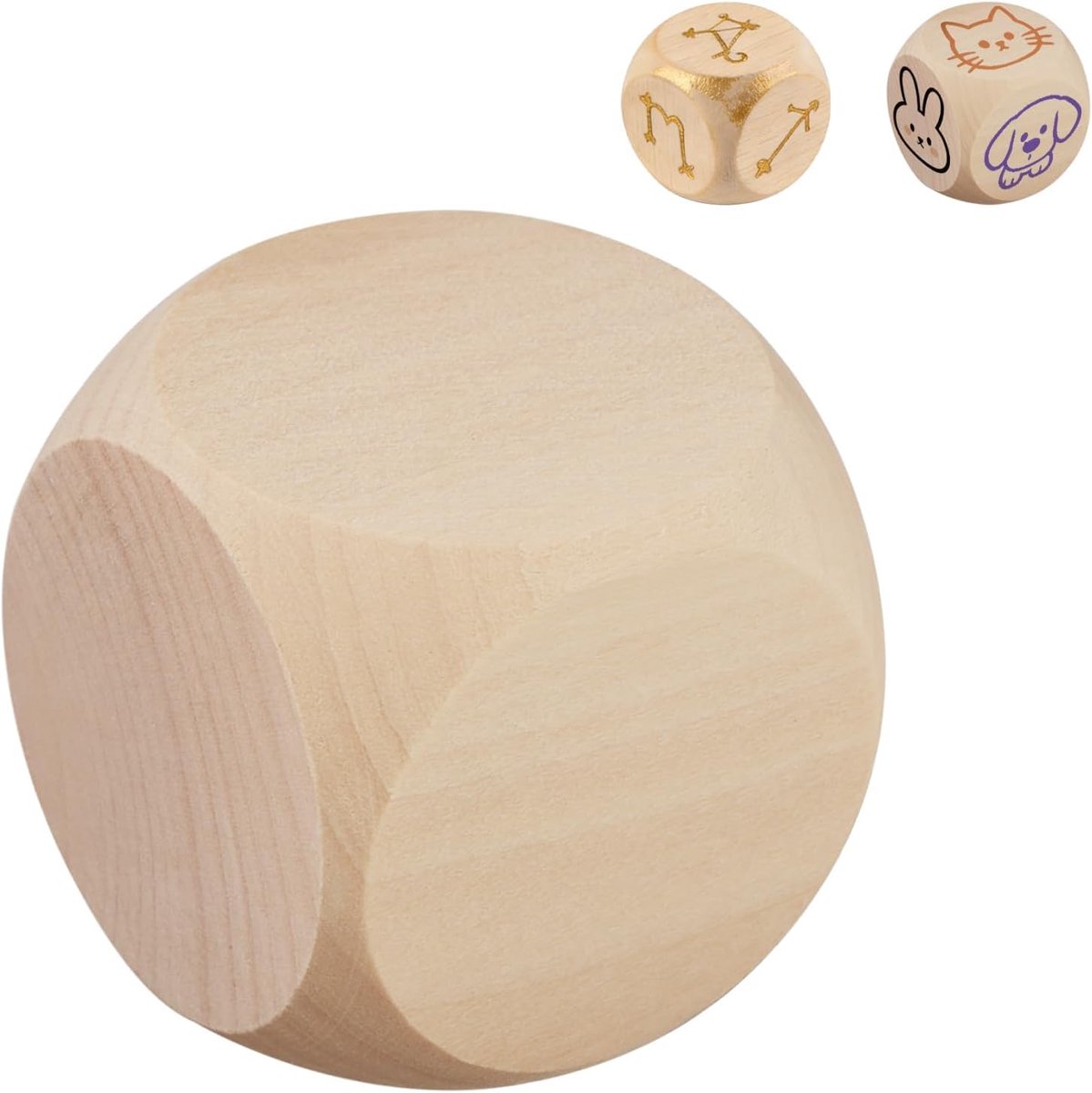 Houten dobbelstenen 40 x 40 x 40 mm - onbehandeld - set van 8 - ideaal voor creatief gebruik - SnelShoppen