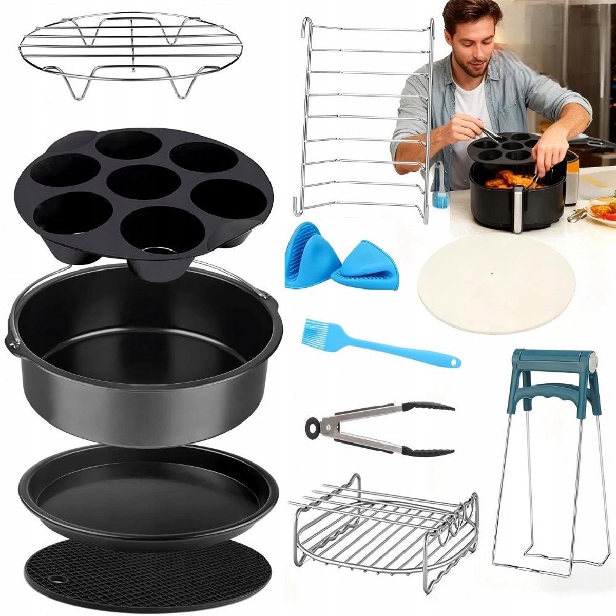 13-delige Airfryer Accessoireset - 7 Inch Universeel
