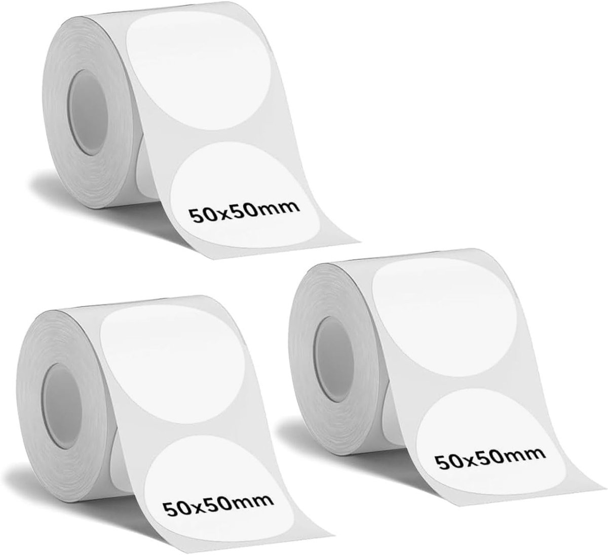Thermotransfer Label Paper, Transparent, 50 x 50 mm, 140 Labels/Roll, 3 Rolls - ShopVlot