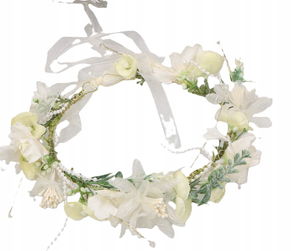 Bruidsmeisjes Krans Hoofdband met Bloemen en Parels - Feestelijk Accessoire