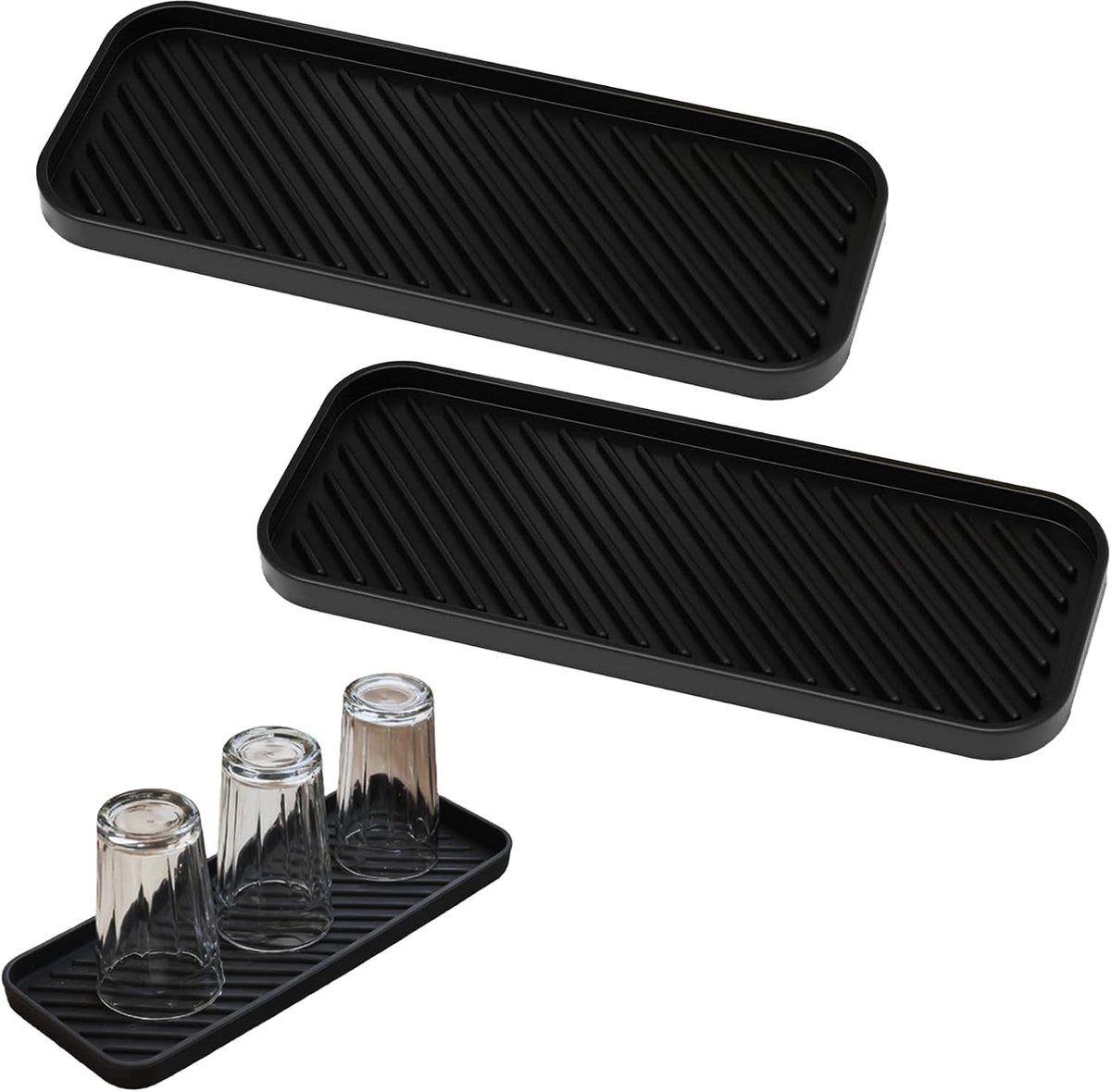 Tweedelige siliconen spoelbakorganizer, sponshouder voor de keukenspoelbak, smal keukenopbergrek, afdruipbak - ShopVlot