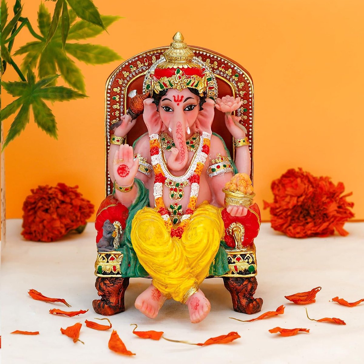 BangBangDa -Hindu Goddess Lord Ganesha Idol Statue - 5.1"H Ganesh Statue Diwali Gifts Birthday Gifts Father's Day - ShopVlot
