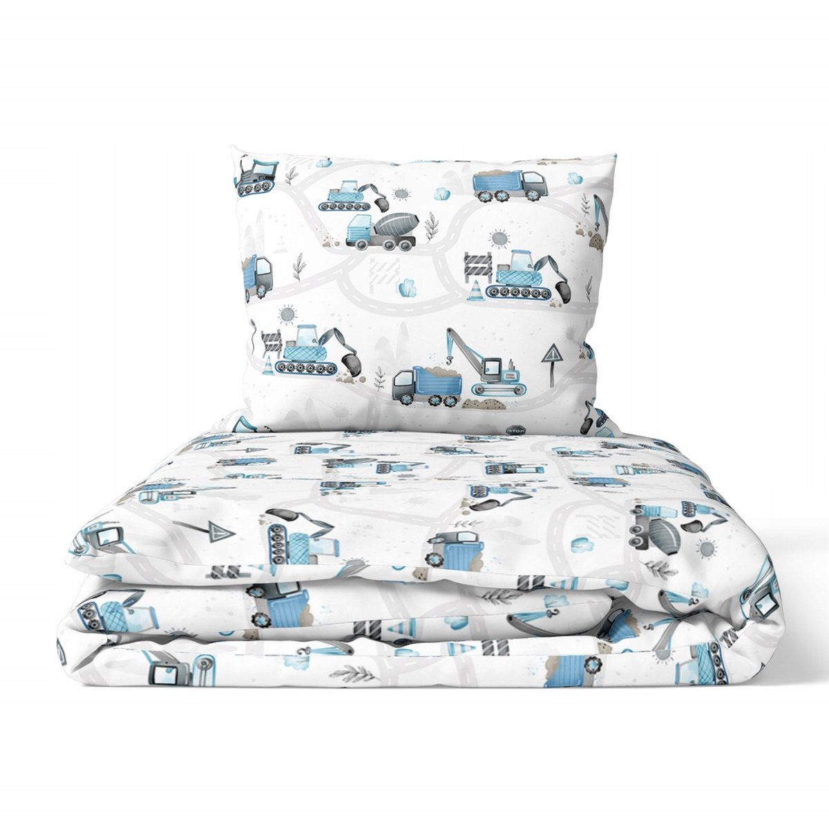 Kinderbeddengoed Katoen 90x120 + 40x60 Bouwplaats Blauw