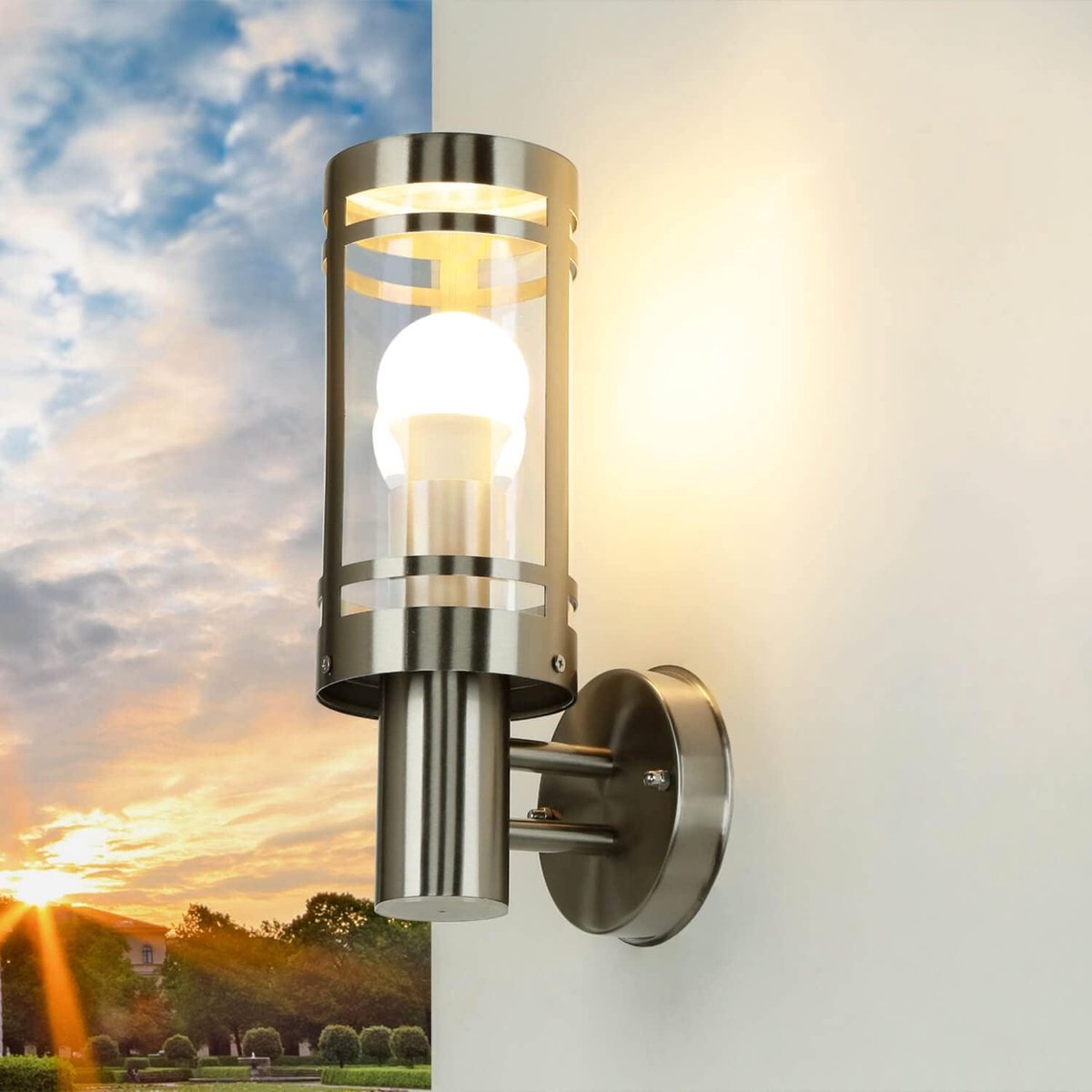 Outdoor lamp stainless steel, outdoor wall lamp E27, B:11cm, IP44, weatherproof, garden, patio, balcony, outdoor place - ShopVlot