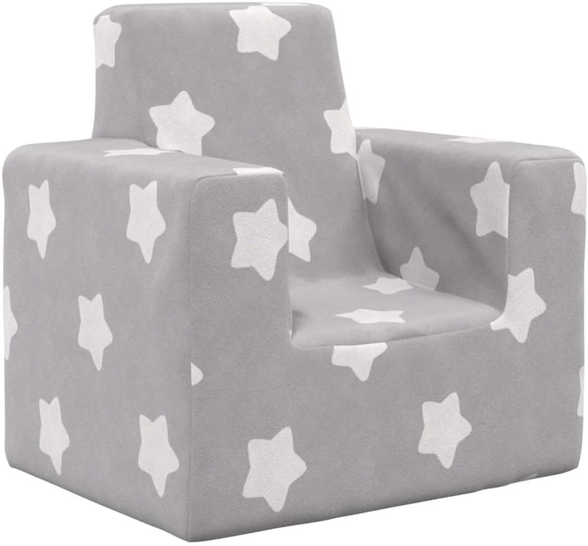 Kinderbank, kindermeubel, kinderstoel, sofa, zitmeubel, kinderbank, sofa voor kinderkamer, lichtgrijs met sterren, zacht pluche