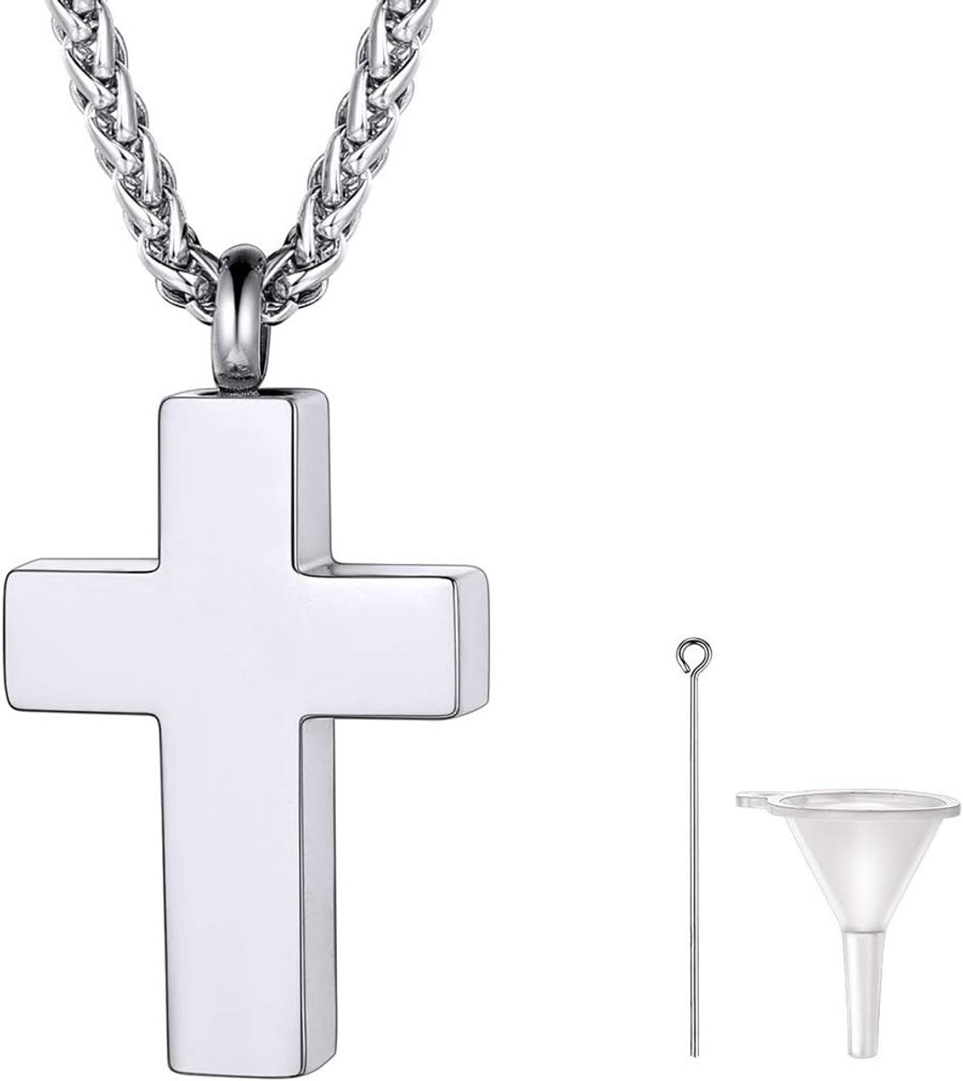 Kruiscrematieketting kan as plaatsen, aanpasbaar, kruisbeeld hanger met aanpasbare ketting, goud/zwart verguld, 316L roestvrij stalen geheugenketting, met geschenkdoos
