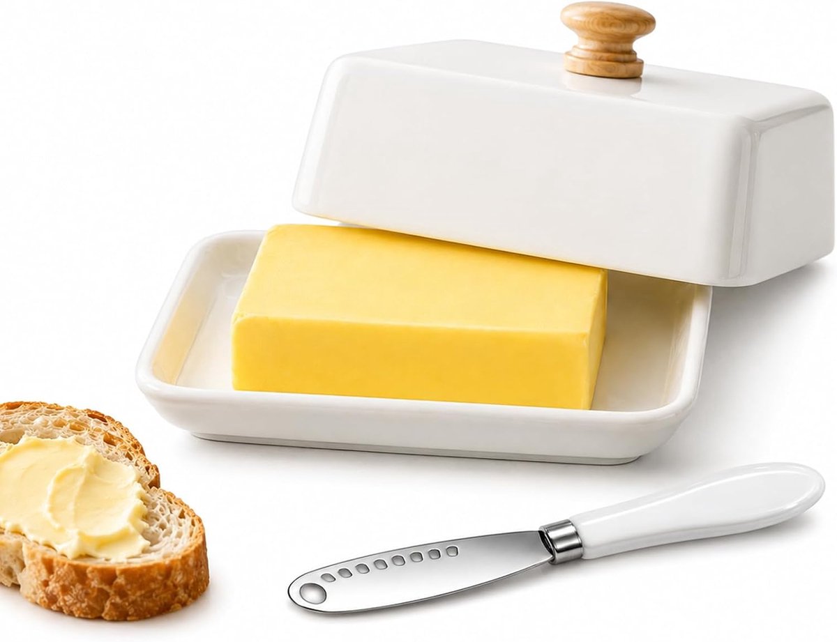 Keramische boterpot met deksel, geschikt voor koelkast en tafel