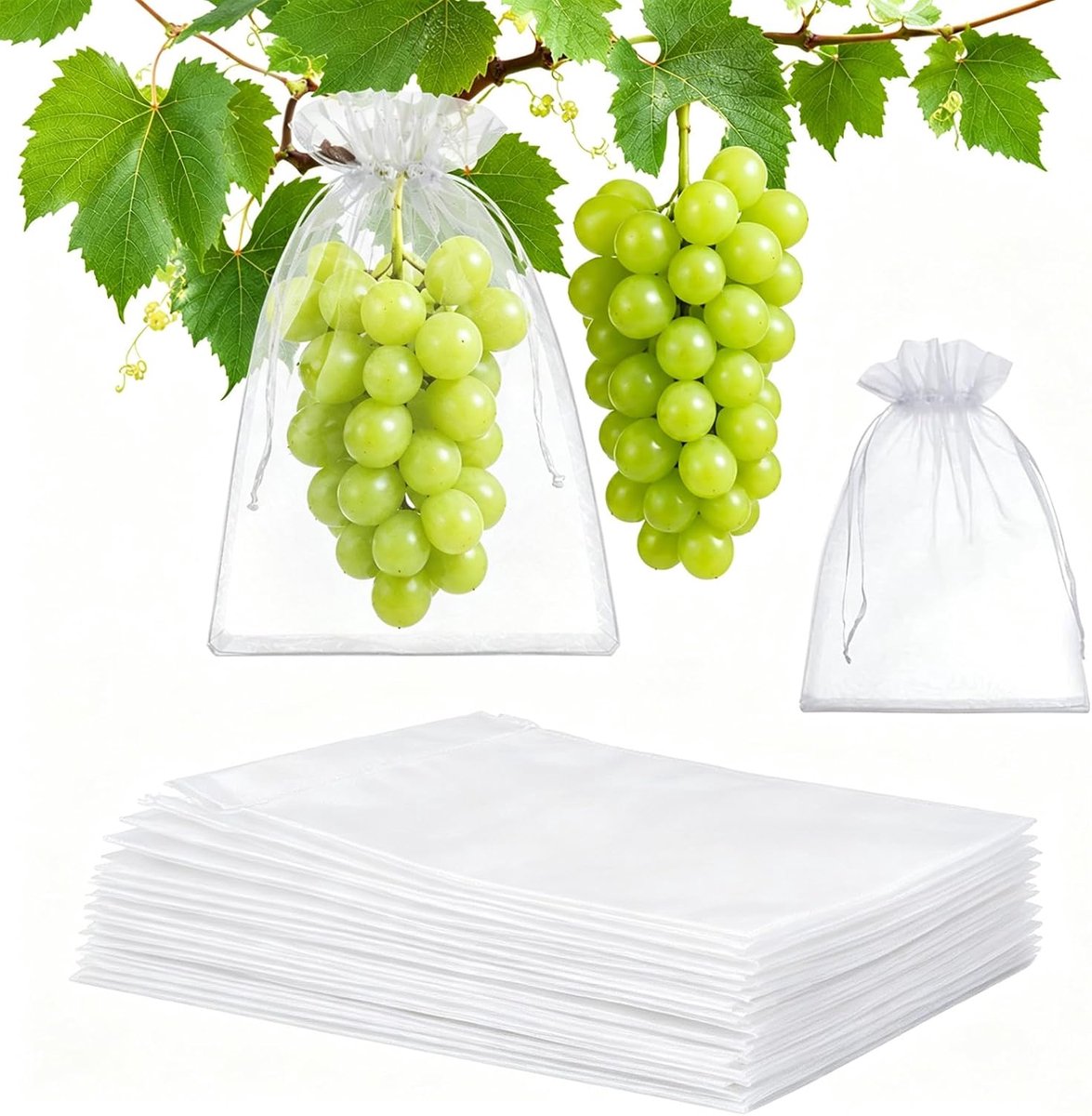 Druivenbeschermingszakken 50 stuks - Organza netzak - Bescherming tegen vogels en insecten - Voor groenten en fruit - SnelShoppen