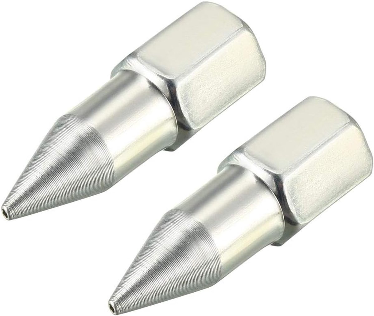 Sourcing map 2 stuks kegel smeernippel smeervet scherpe sproeikop buis 1/8" NPTzilver