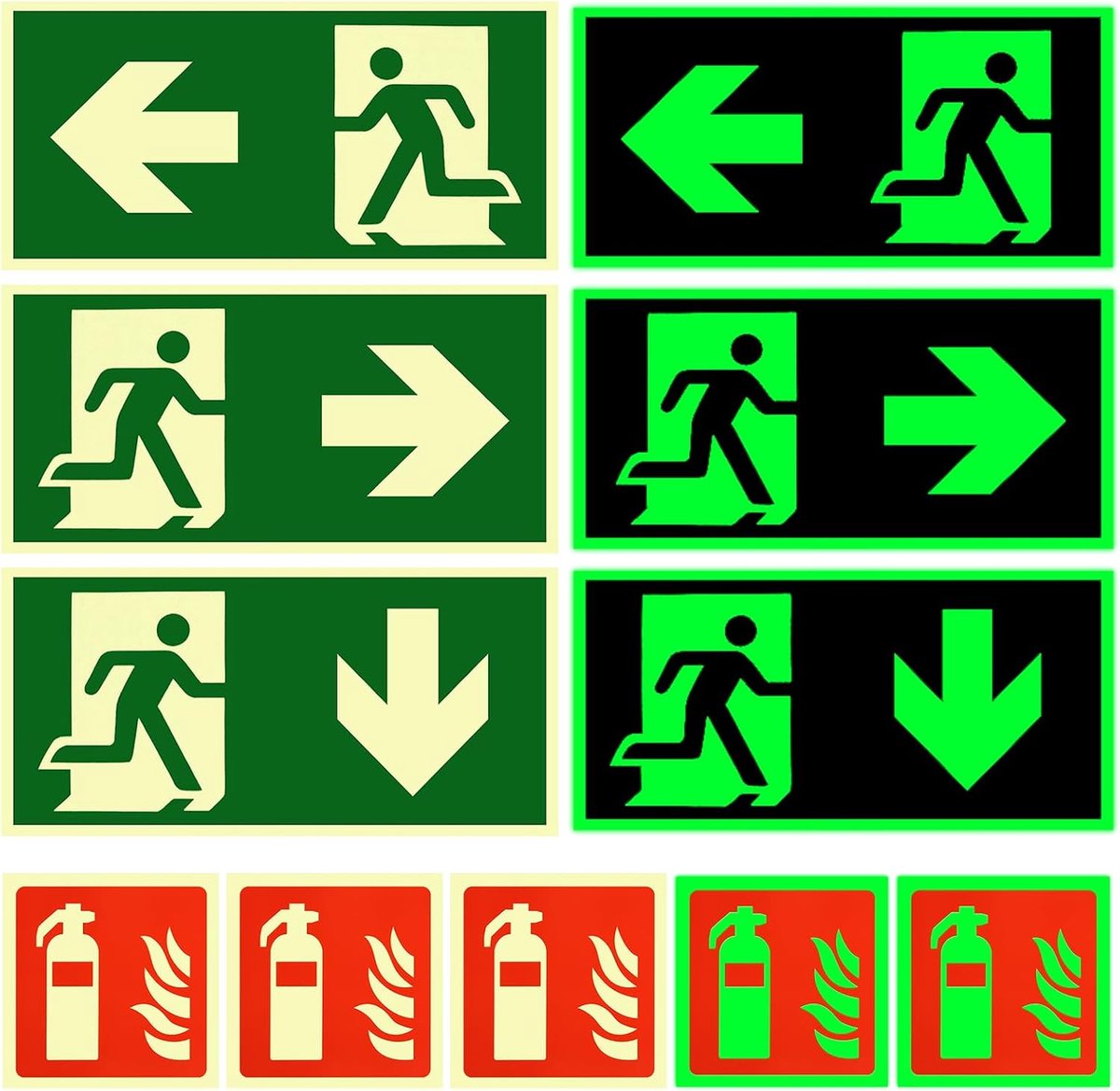 Nooduitgangsteken set - oplichtend - zelfklevend - duidelijke markering van vluchtwegen - SnelShoppen