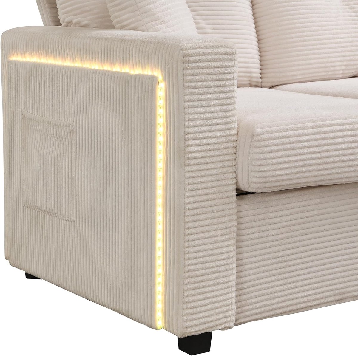 Modulaire led-bankset met kruk, 5 kussens, Supreme, set voor wolkenzacht zitcomfort, inclusief app-bediening, bijzettafel, functie voor woonkamer, bioscoopavond, logeerkamer